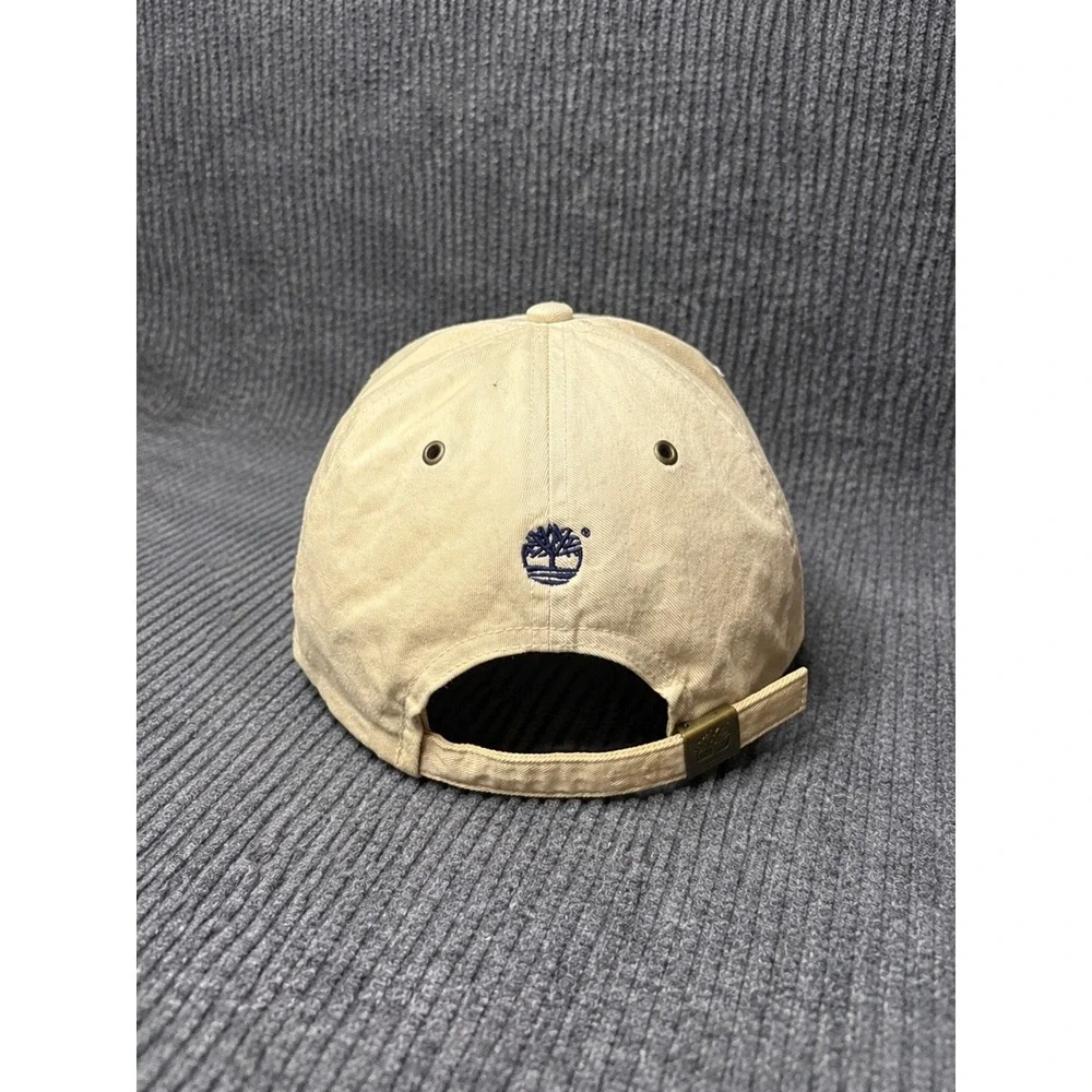 Vintage Timberland Weathergear Beige Cotton Adjustable Strapback Dad Hat Navy